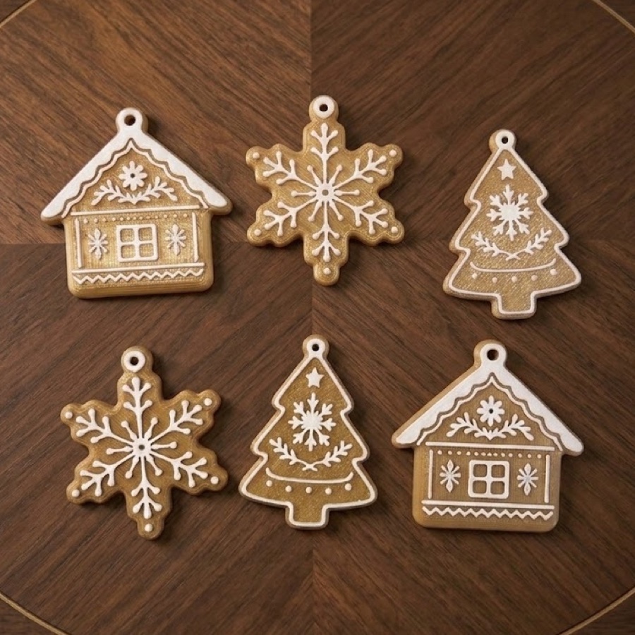 Kit Enfeites Árvore de Natal Estilo Biscoito - Casinha, Estrela, Árvore - Decoração Natal Criativa