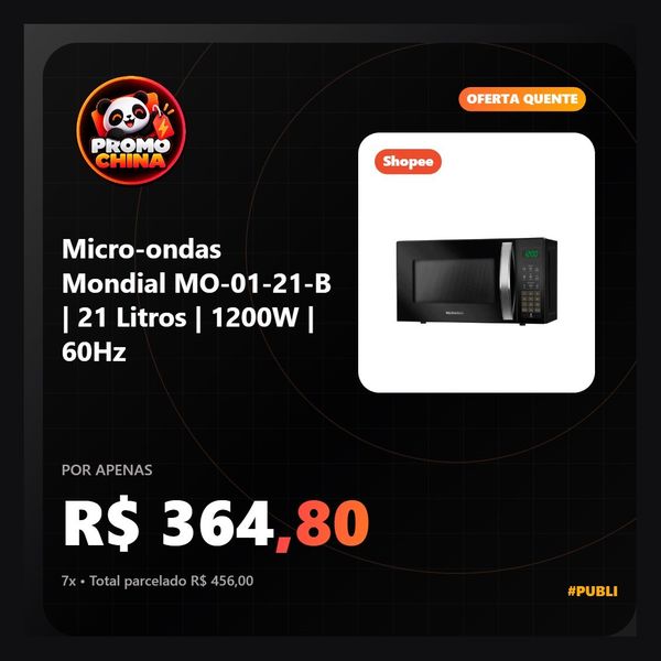 Micro-ondas Mondial MO-01-21-B 21 Litros 1200W 60Hz