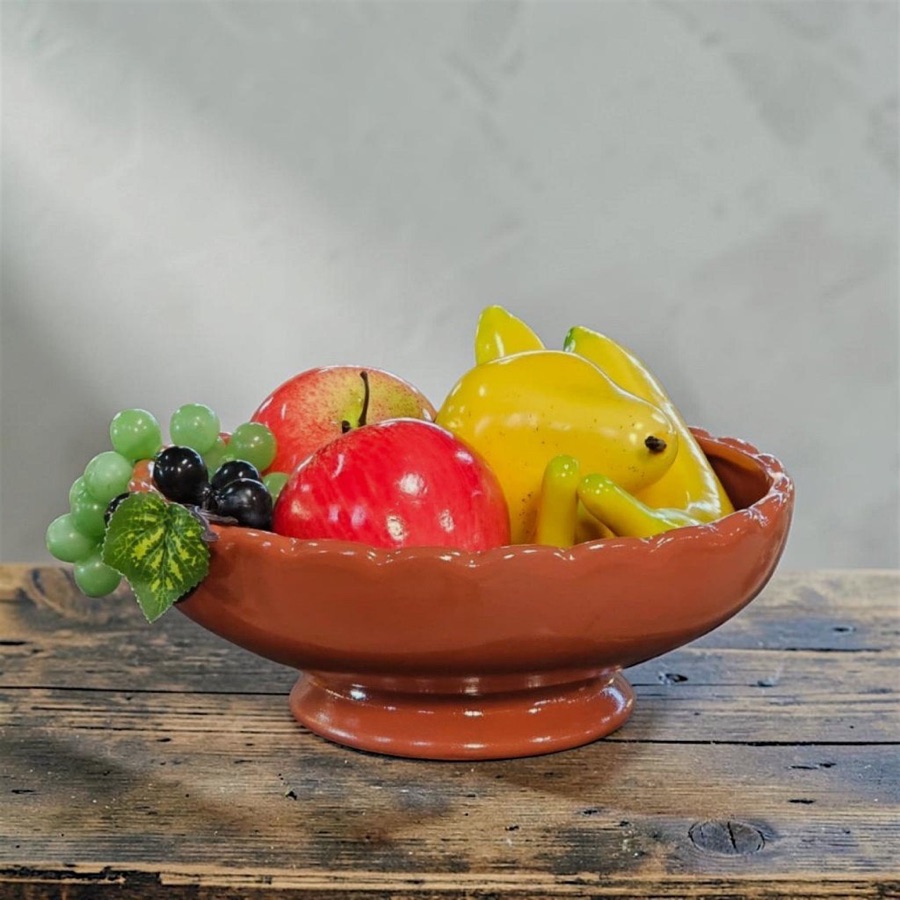 Fruteira Renda Feita em Cerâmica Decoração de Mesa Cozinha e Suporte de Frutas