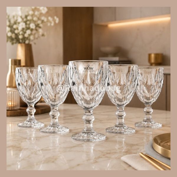 Jogo De Taças De Vidro Diamond Cristal 325ml 6 Peças