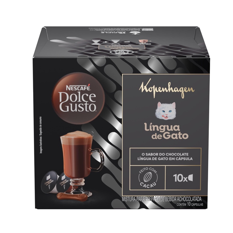 Achocolatado em Cápsula Nescafé Dolce Gusto Kopenhagen Língua de Gato 10 cápsulas