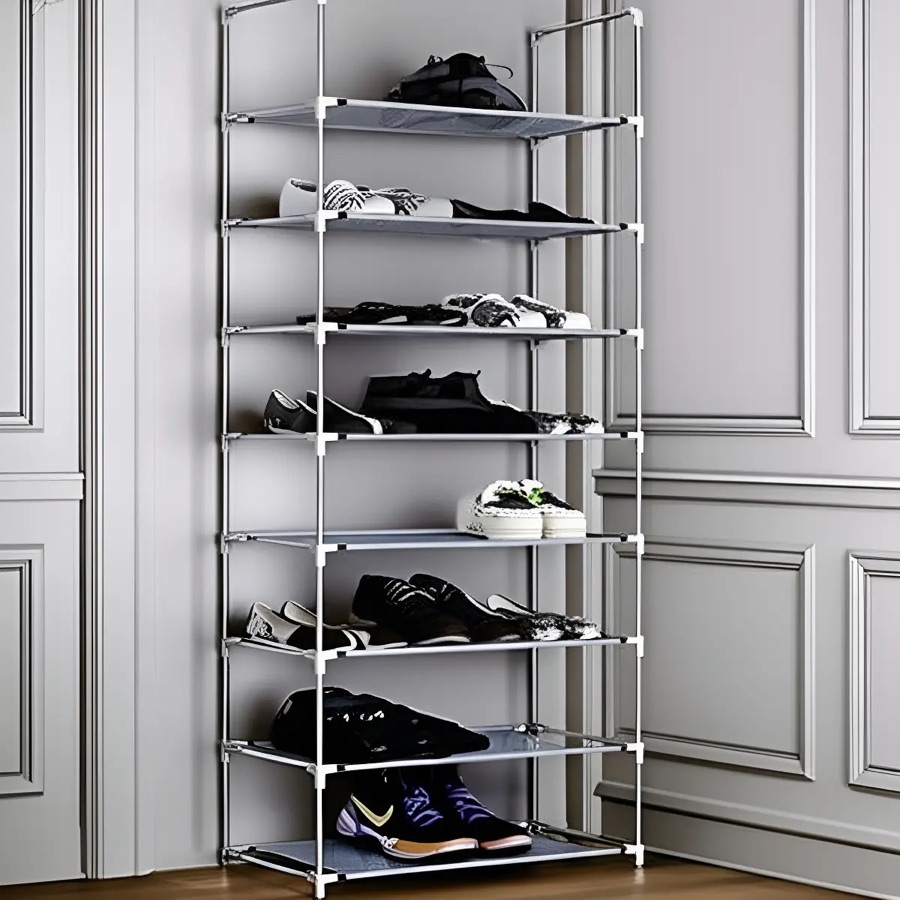 Sapateira Vertical 9 Andares Organizador Prático Desmontável Cor Cinza-escuro