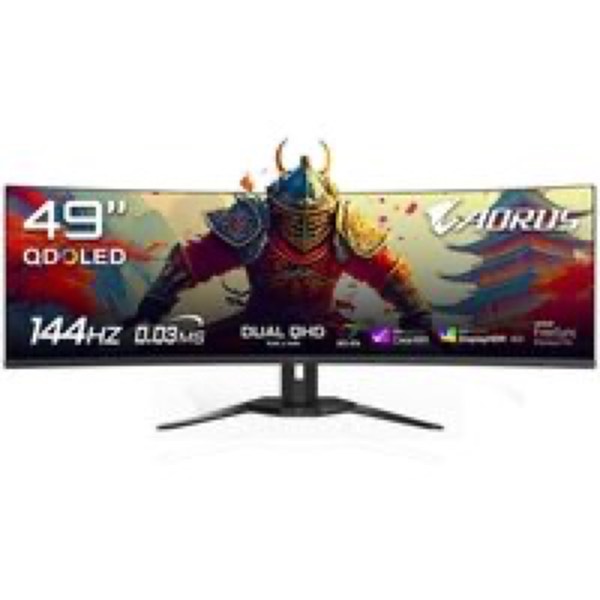 Monitor Gamer Gigabyte AORUS QD-OLED 49", Dual QHD, 144Hz, 0.03ms, FreeSync Premium Pro, HDR 400, USB-C, Altura Ajustável, Som Integrado - C