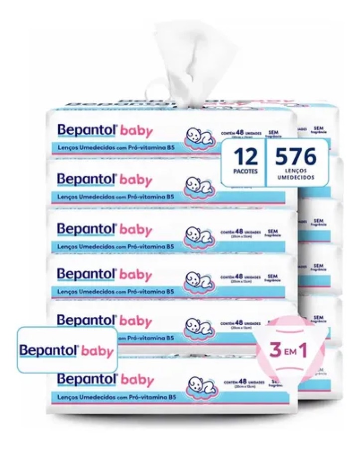 Bepantol Baby Kit 576 Lenços Umedecidos, 12 Pacotes