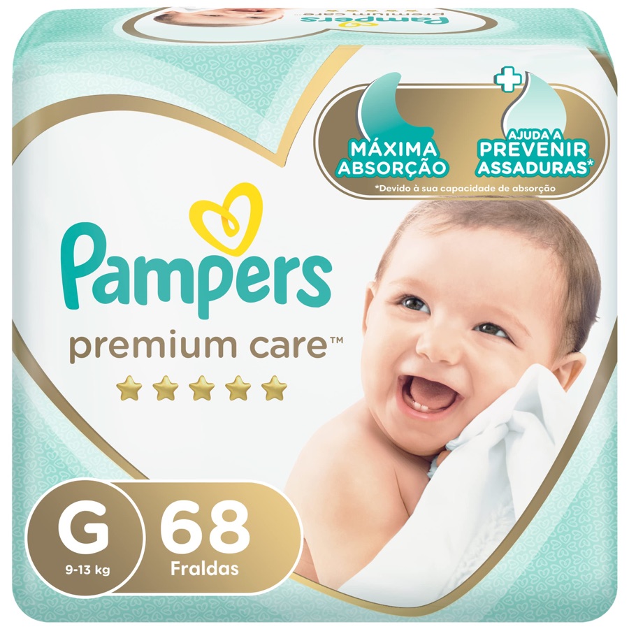 Fralda Pampers Premium Care Tamanho G 68 Unidades