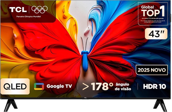Smart TV TCL 43 Polegadas QLED Full HD S5K WiFi Bluetooth Google TV 2 HDMI HDR10 Dolby Audio 43S5K