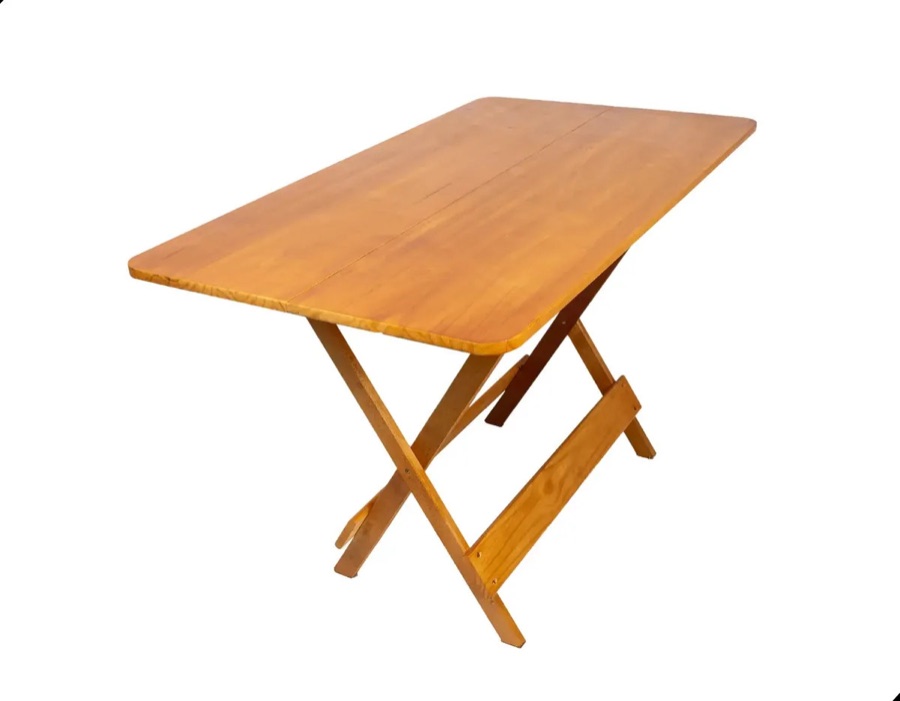 Mesa 100x70 Dobrável Madeira Pinus Resistente Mel Mel