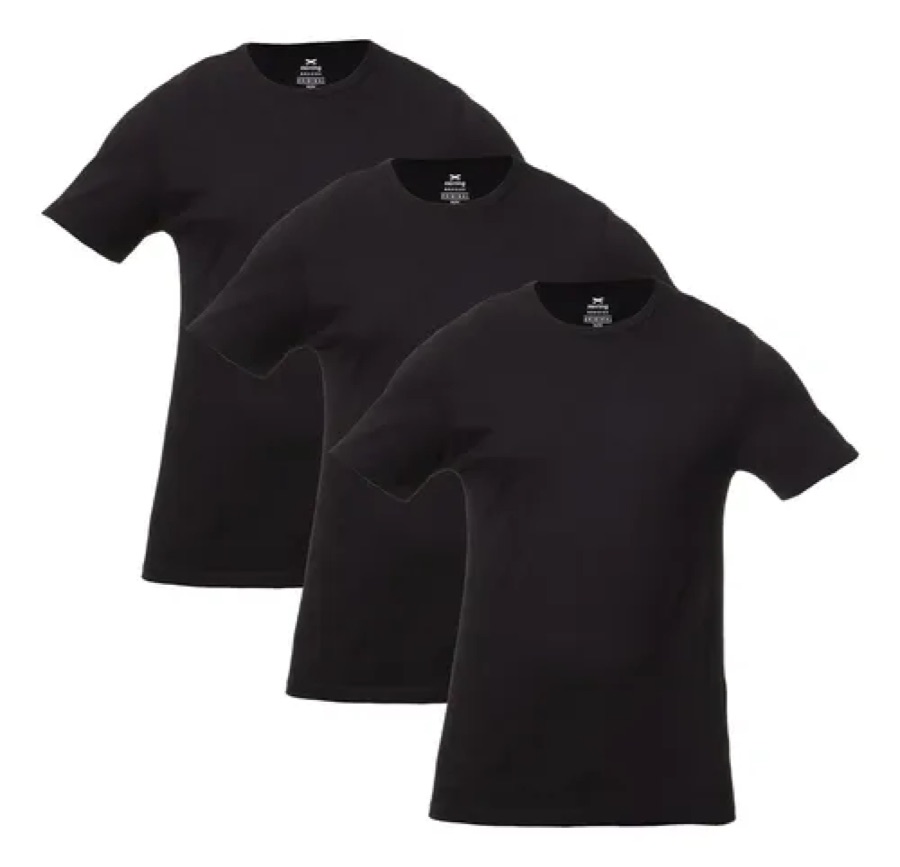 Kit Com 3 Camisetas Masculinas Básicas Slim Cor Preto Hering Preto Liso M
