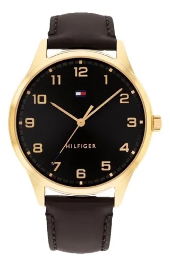 Relógio Tommy Hilfiger Th Essentials Masculino Em Couro Pret Preto