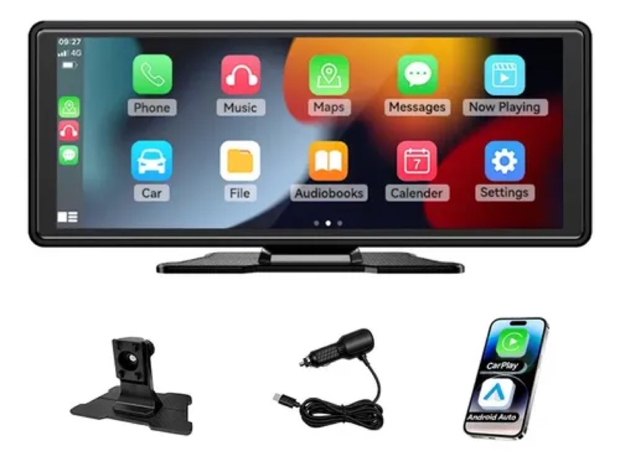 Multimídia Portátil 10.26 Carplay Android Auto Bluetooth Usb Preto