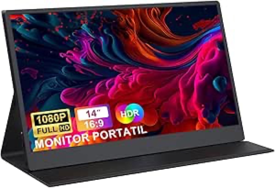 Bettdow Monitor Portatil 14'', FHD 1080P Monitor Portátil Conectado Com USB C Dupla/HDMI, IPS Extensor De Tela para Notebook com VESA e Fund