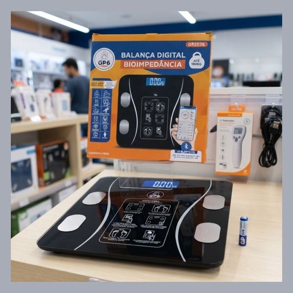Balança Corporal Inteligente Digital Bluetooth até 180kg, Bioimpedância, Aplicativo, Gordura Corporal, Massa Muscular, Precisão 50g Fitness 