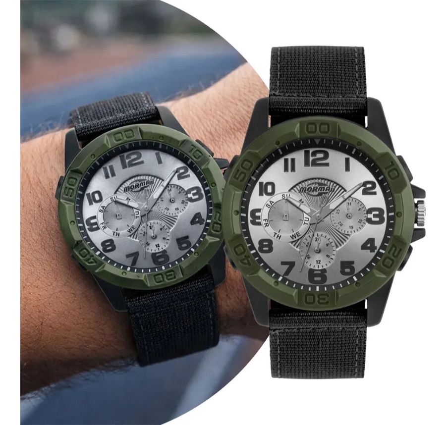 Relógio Analógico Mormaii Preto e Verde