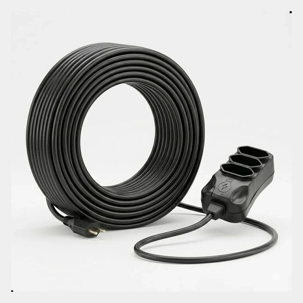 Extensão Elétrica 15 Metros Reforçada 3 Tomadas Cabo Resistente 10a 20a Bivolt Uso Profissional Residencial Obra Alta Durabilidade