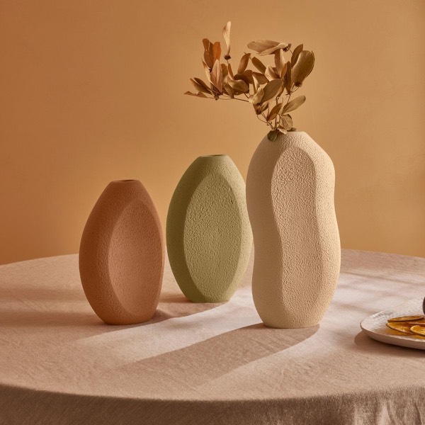Vaso decorativo cerâmica oval orgânico (Verde (M))