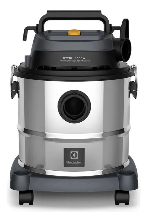 Aspirador Pó e Água Electrolux função Sopro Compacto Líquidos Químicos Inox 1800W 20L total 15L útil protetor térmico GT20i