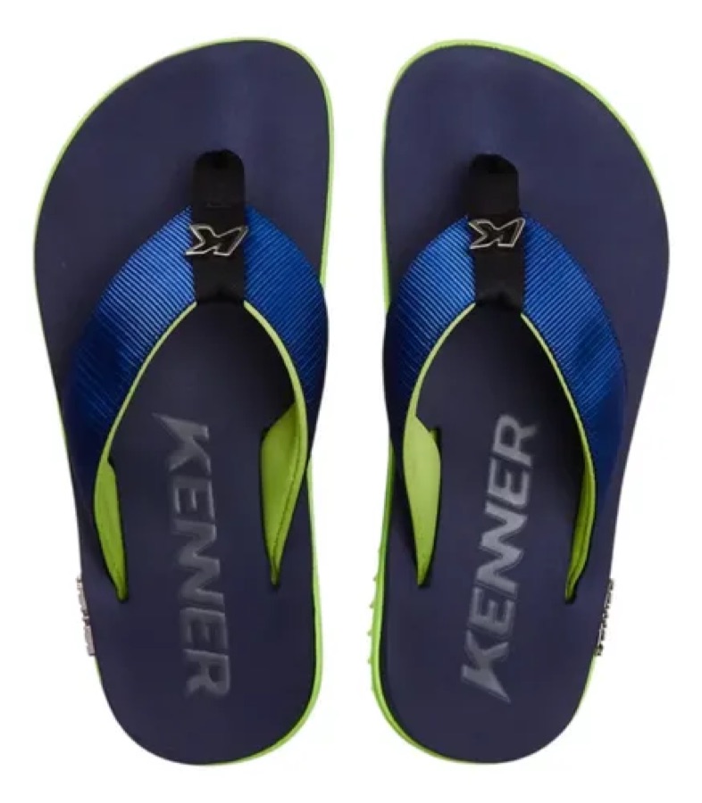 Chinelo Kenner Kivah Line Verde Azul Marinho Sem Desenho 40 Br