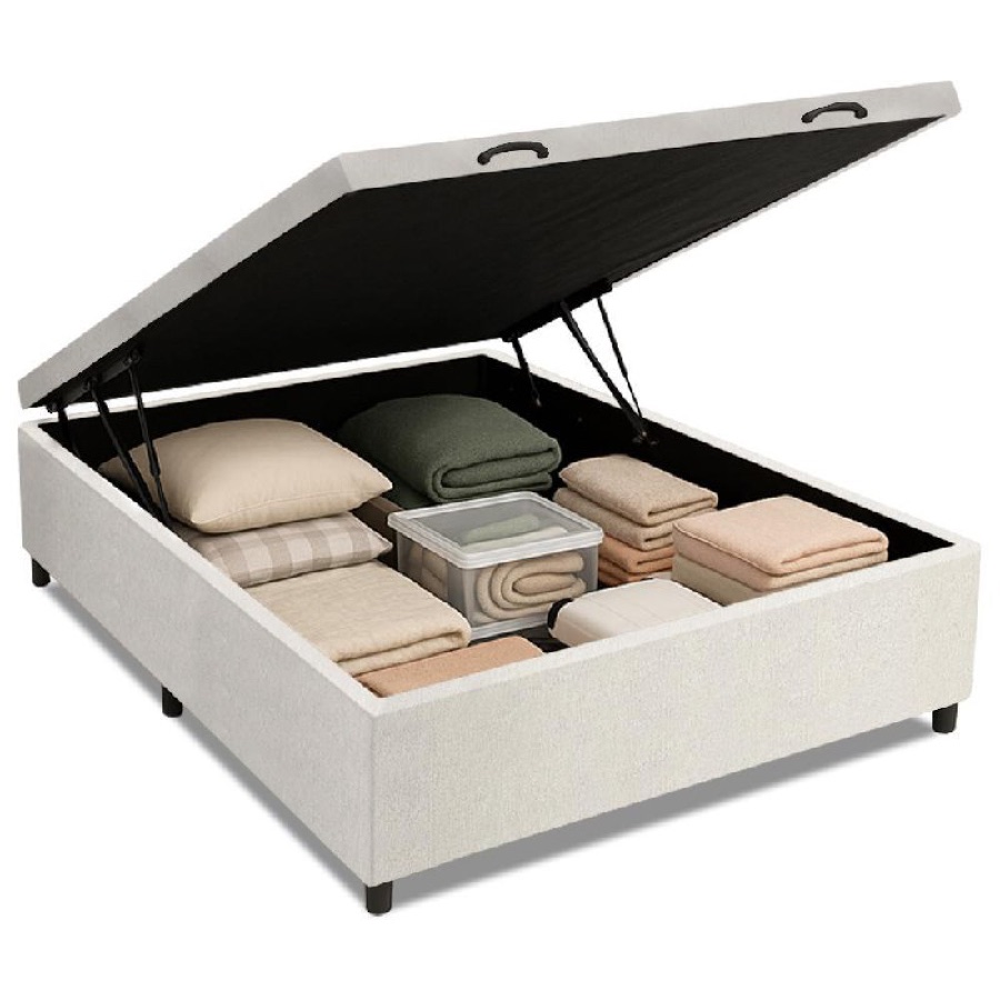 Cama Box Baú Base Casal para Colchão de 1,38m Branco Prince