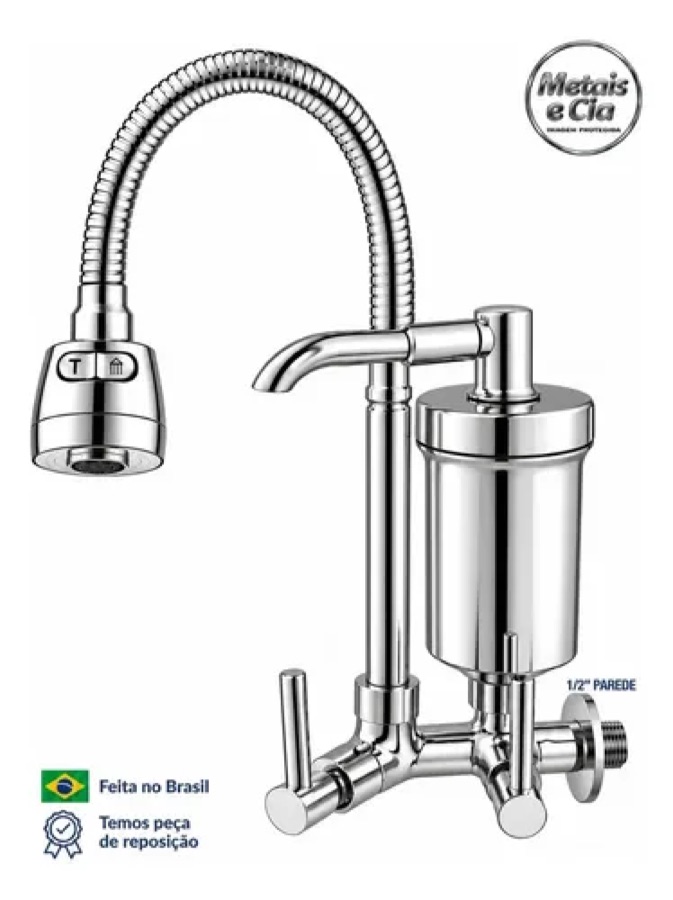 Torneira Com Filtro Gourmet Flexível Filtro Cozinha Parede Bica Com Filtro Cromado Purificador De Agua