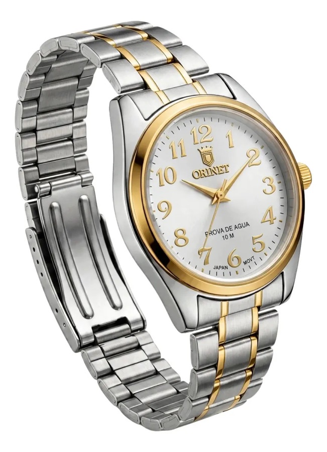 Relógio Orinet Aqualand Luxo Prova D'água Navimoney Cor da correia Dourado/Prateado-Gold