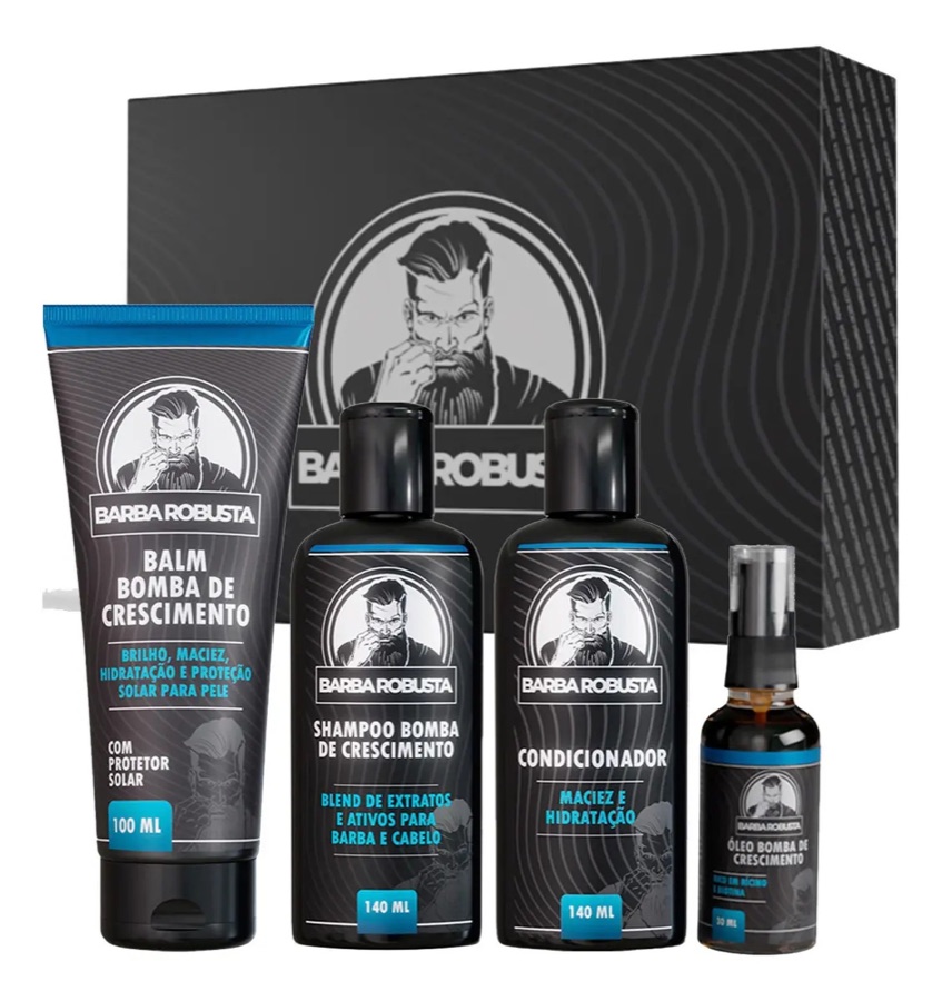Kit Barba Óleo Shampoo + Condicionador Balm Pasta Modeladora
