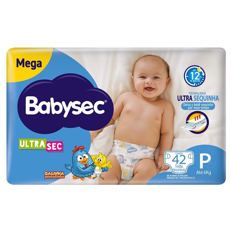 Fralda Babysec Ultrasec Galinha Pintadinha P com 42