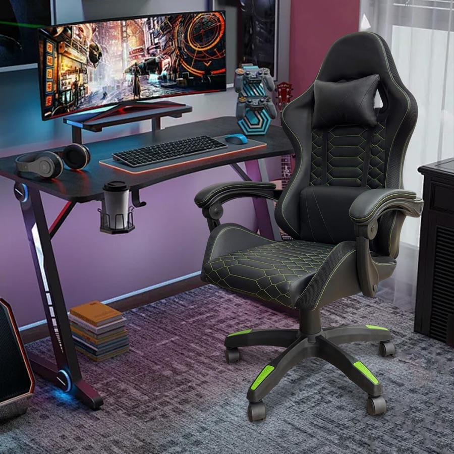 Cadeira Gamer Ergonômica com Estrutura Reforçada, Reclinação 90°-150°, Apoio de Braço Sincronizado e Suporte Lombar Ajustável – Conforto par