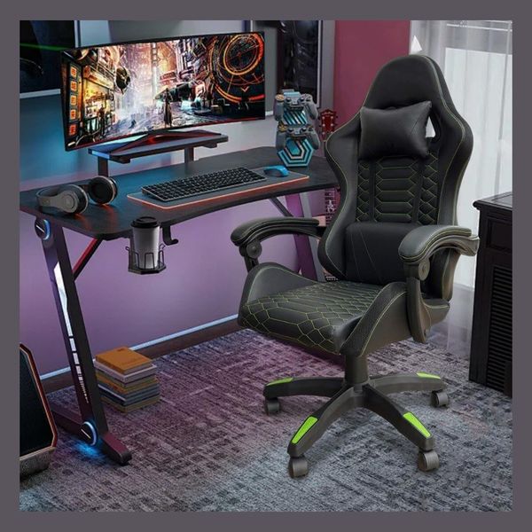 Cadeira Gamer Ergonômica com Estrutura Reforçada, Reclinação 90°-150°, Apoio de Braço Sincronizado e Suporte Lombar Ajustável – Conforto par