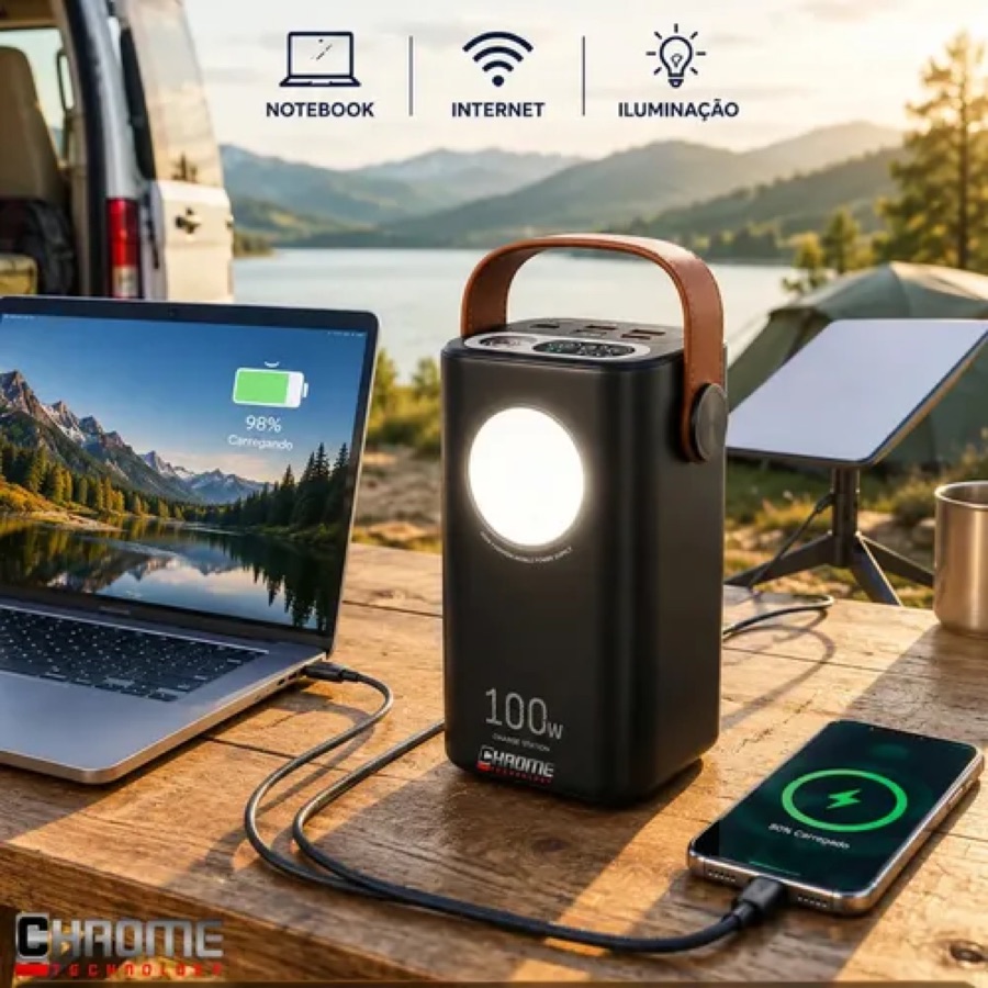 Power Bank 60.000mah 100w - Starlink Mini Ultra Rápido Carregador Portátil E Notebooks Celulares Computadores Viagens Trabalho Home Office P