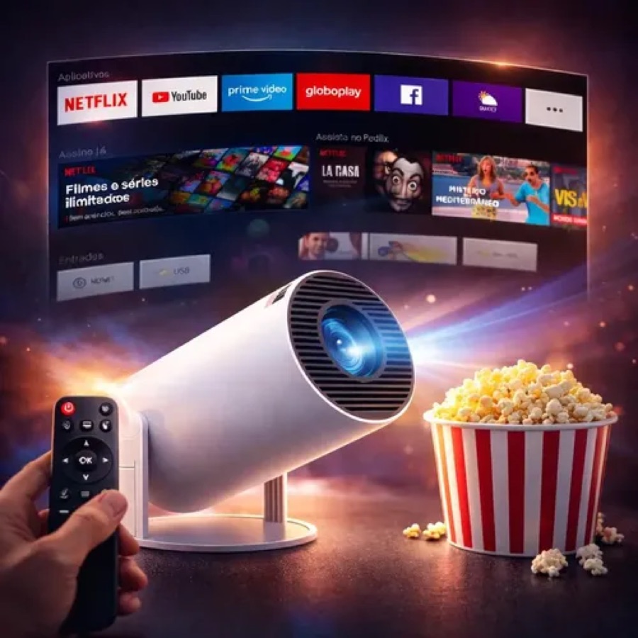 Mini Projeto Hy300 Smart Portátil Full Hd 4k Android 11 Wi-fi Bluetooth Mini Projetor Home Theater Cinema Em Casa TV Imagem Nítida Som Poten