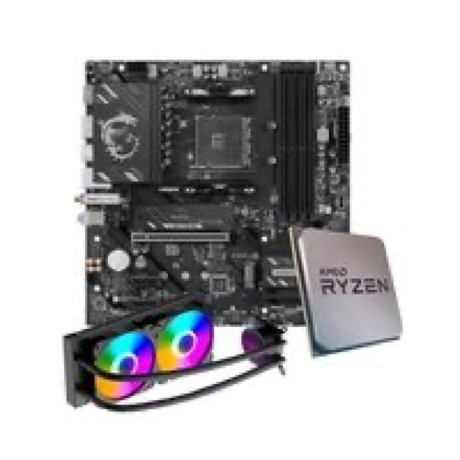 Placa-Mãe MSI B550M Gaming Plus WiFi6E +  Processador AMD Ryzen 7 5700X + Water Cooler MACH1 Logic, RGB, 240mm