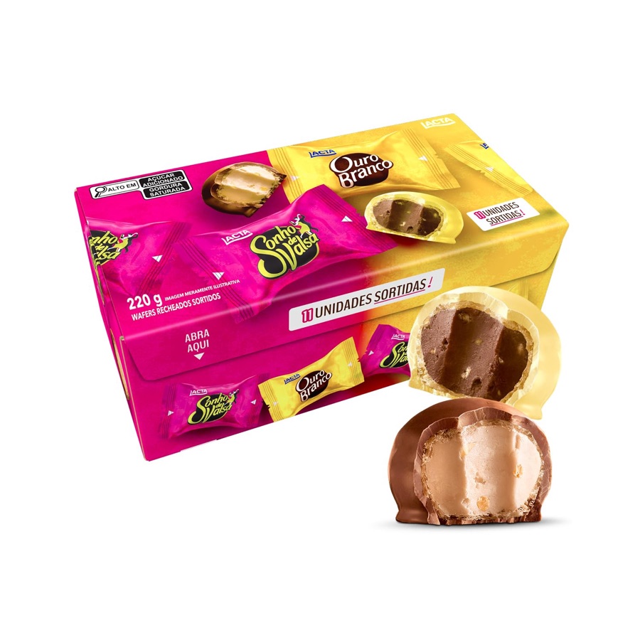 Caixa de Bombons Sortidos Sonho de Valsa e Ouro Branco, 220g