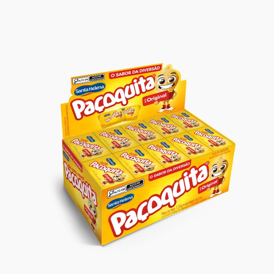 Paçoquita Quadrada Embalada Display de 1Kg com 50 Unidades de 20g