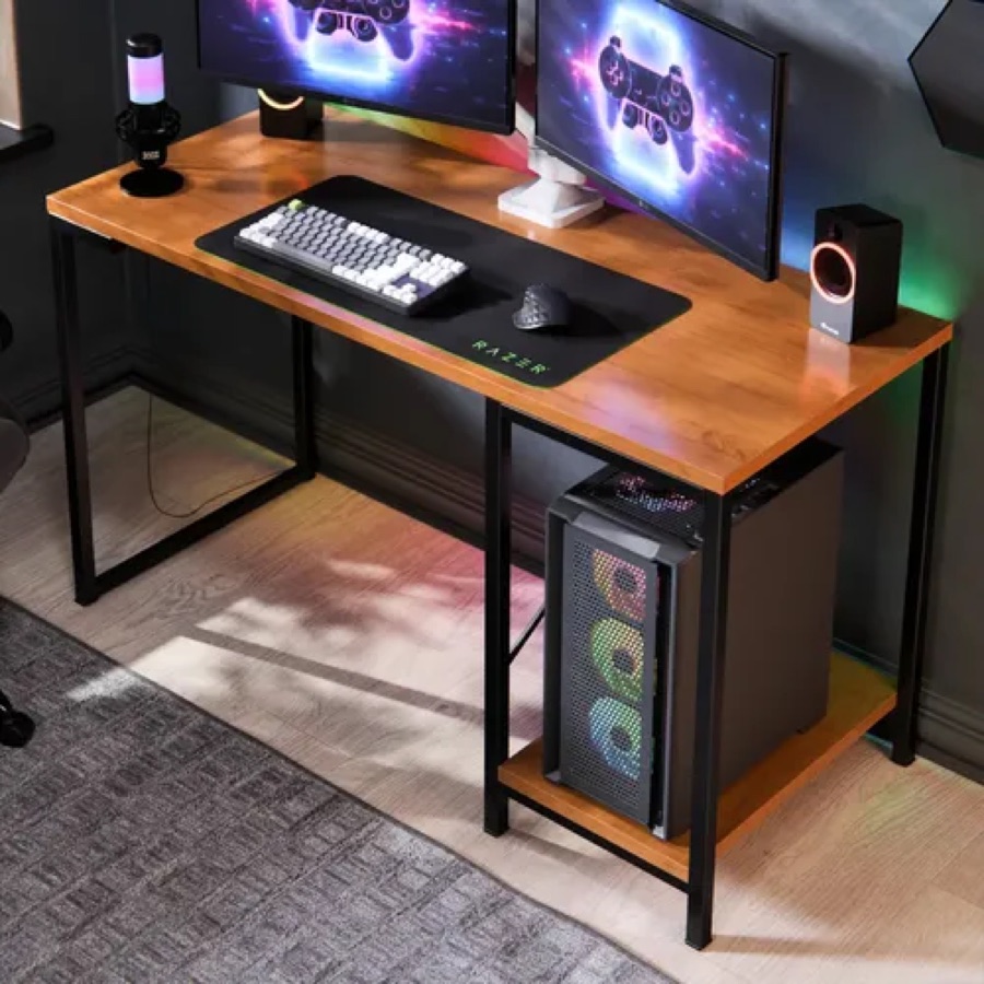 Escrivaninha Gamer Tokyo Mdf Mesa Para Computador Home Office E Estudos Com Suporte Para Cpu E Prateleira Lateral Estrutura Em Aço Estilo In