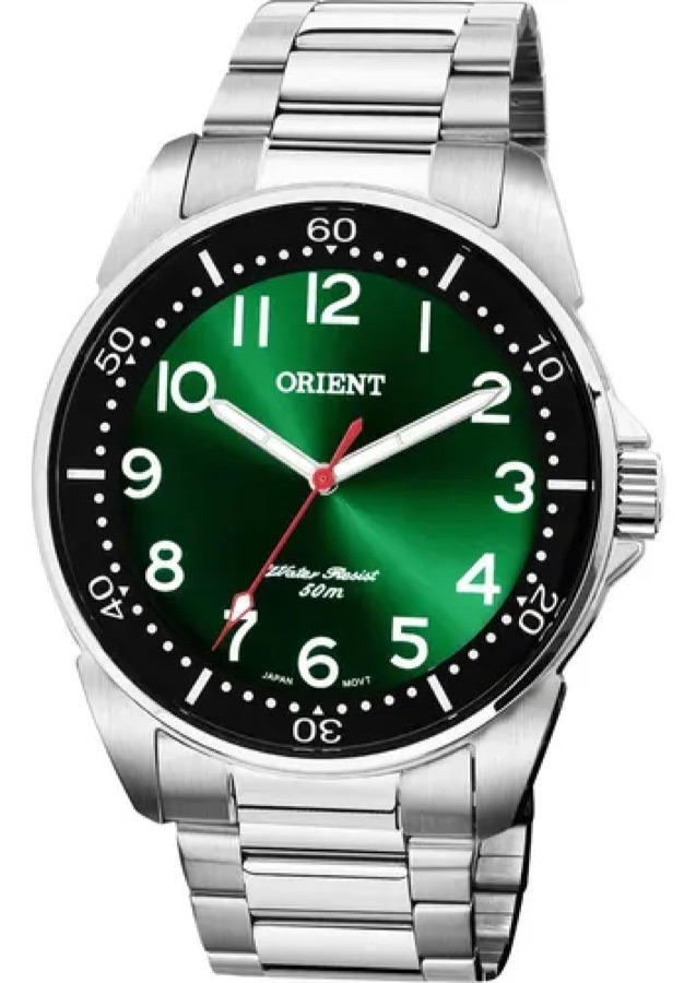 Relógio Orient Masculino Verde Analógico Aço Inoxidável Iluminator