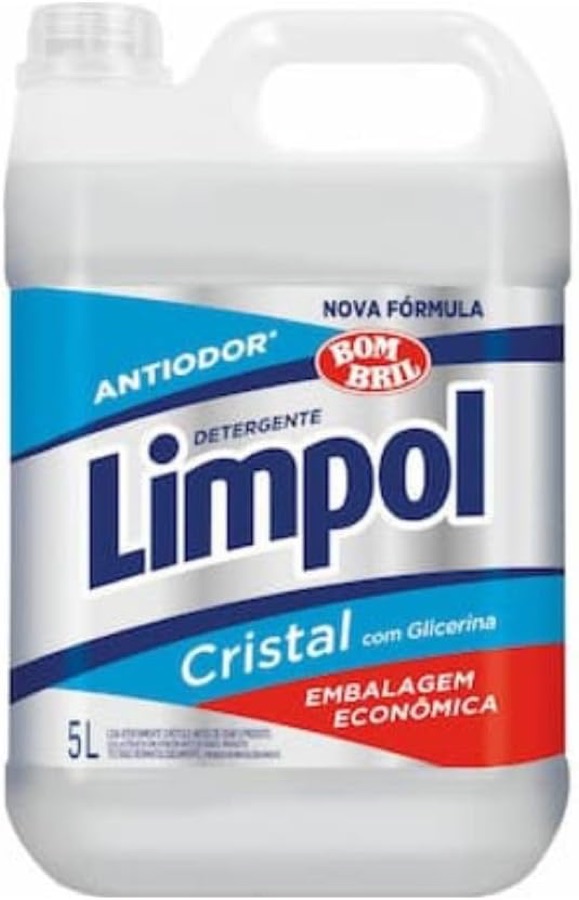 Limpol Detergente Cristal Antiodor com Glicerina, Embalagem Econômica, 5 Litros