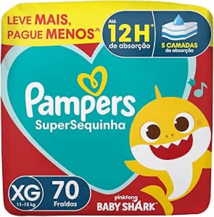 Fralda Pampers Supersequinha Tamanho XG 70 Unidades