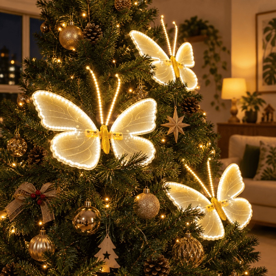 Borboleta Luminária Led Bivolt A Prova D'água Branco Quente