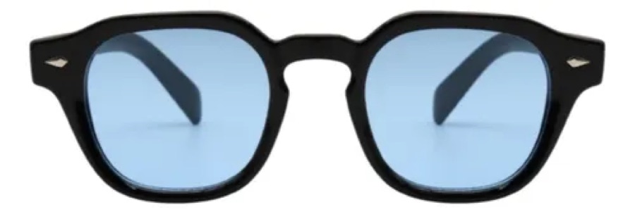 Óculos De Sol Redondo Masculino Feminino Fortuna Old Money Preto E Azul