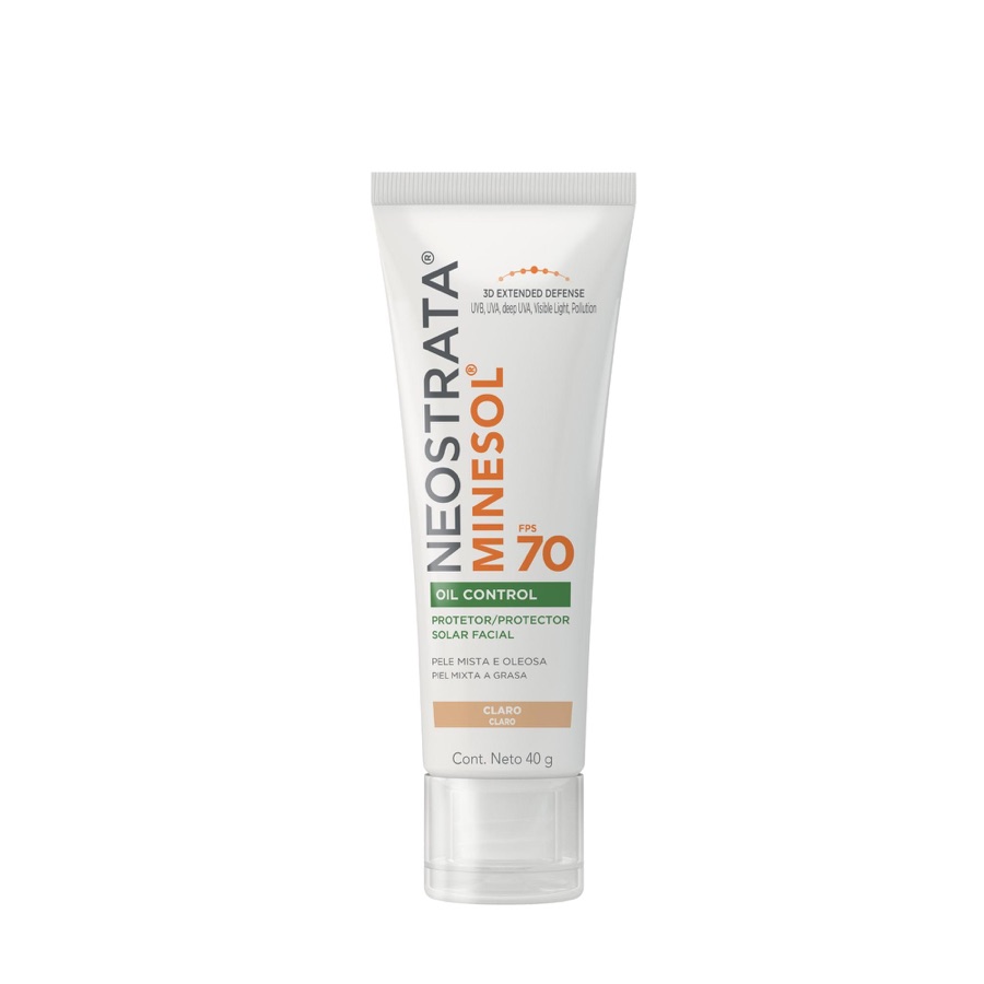 Protetor Solar Facial Minesol Oil Control, Pele Clara, FPS 70, 40g