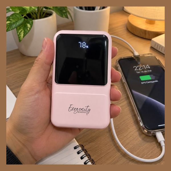 Power Bank 20000 mAh Universal com Carga Rápida 22.5W e 2 Cabos Integrados