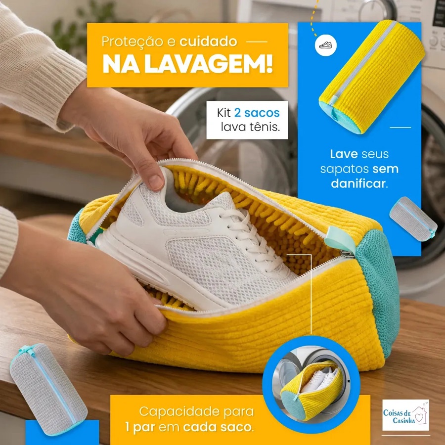 Kit 2 Saco Para Lavar Sapatos Na Máquina De Lavar Prático Kit 2 Aleatoria