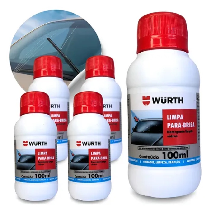 Kit 5 Limpa Parabrisa Wurth 100ml Limpeza De Vidros Fluido