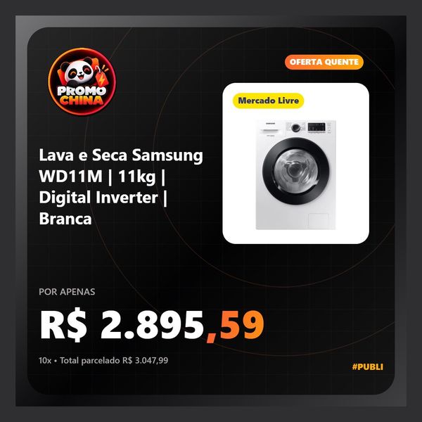 Lava E Seca Samsung Wd11m Com Digital Inverter Branca 11kg Cor Branco