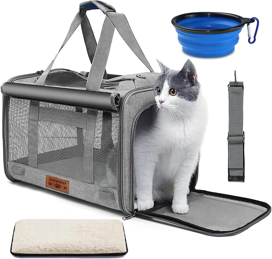 Caixa de Transporte para Gatos 46x30x30cm Dobrável com Alça e Almofada