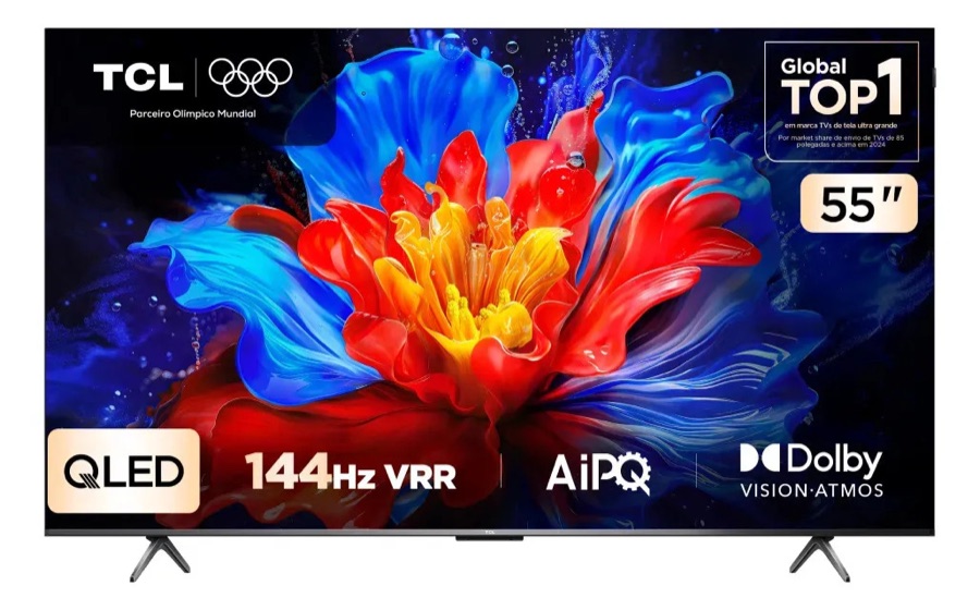 Smart TV TCL 55 Polegadas QLED 4K P8K WiFi Bluetooth Google TV 144Hz