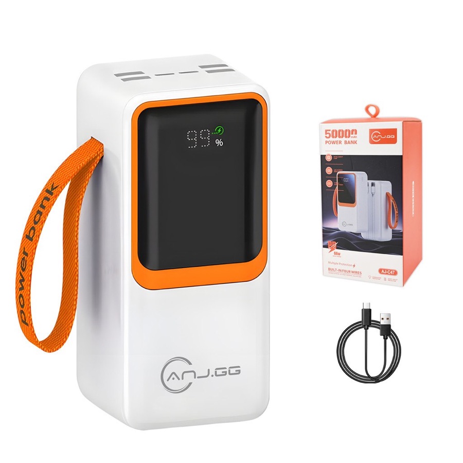 Power Bank 20000/30000/50000mAh com Carga Rápida e Display Digital 33W 66W USB Type-C
