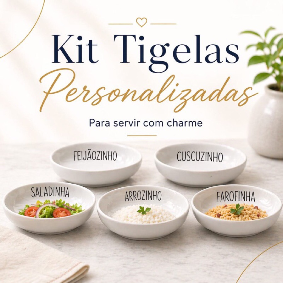 Kit 6 cubuca de Cerâmica Personalizados 400ml para Servir, Mesa e Cozinha