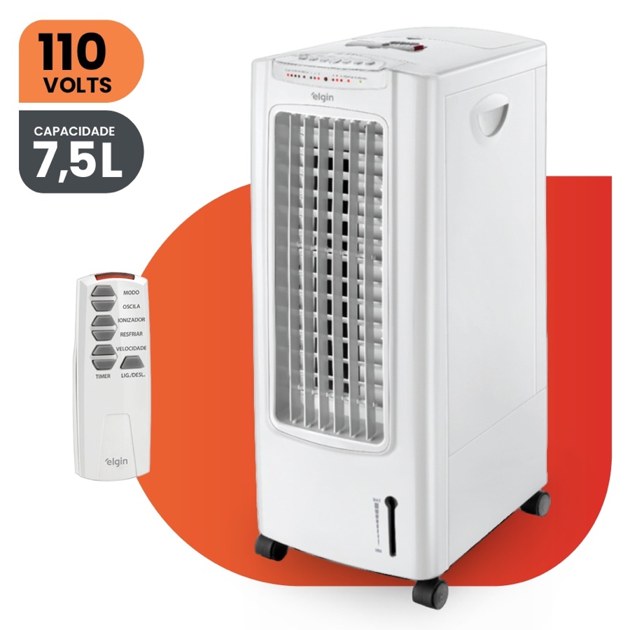 Climatizador de Ar Portátil Silencioso Elgin FCE-75BR 7,5L 60W 127V com Controle Remoto