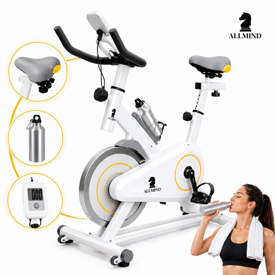 Bike Ergométrica 8kg Fitness Treino musculação Academia 120kg com Painel Digital Squeeze